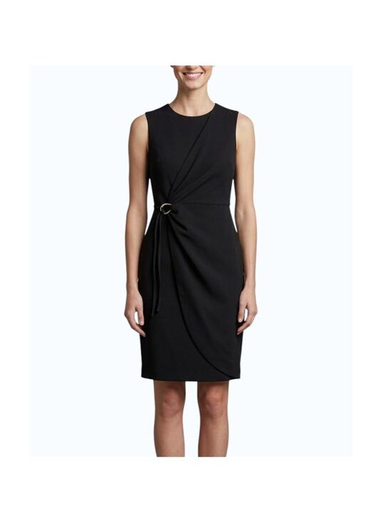 Calvin Klein Dresses & Skirts - Calvin Klein Scuba Crepe Side Tie Sheath Dress Black Women Size 10P Petite NWT